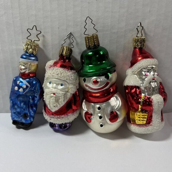 Old World Christmas Other - Lot Of 4 Old World Hand Blown Christmas Santa Snowman Soldier Ornaments …